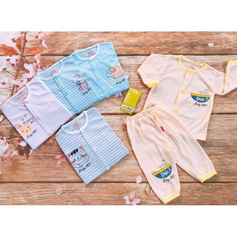 (BÁN LẤY TƯƠNG TÁC) Bộ cotton kẻ cài cúc dài tay cho bé