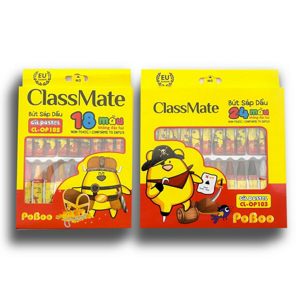 Hộp bút sáp dầu CLASMATE 12, 18, 24 màu - Hàng chính hãng