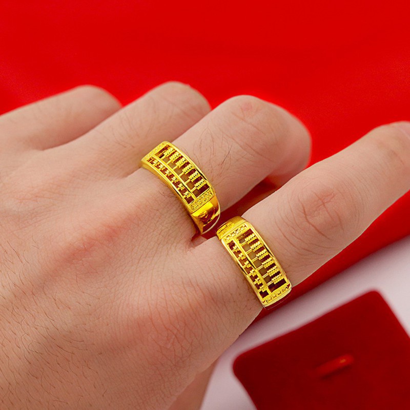 weiweijewelry/KOKO Trang sức mạ vàng 24K Nhẫn bàn tính thời trang nam