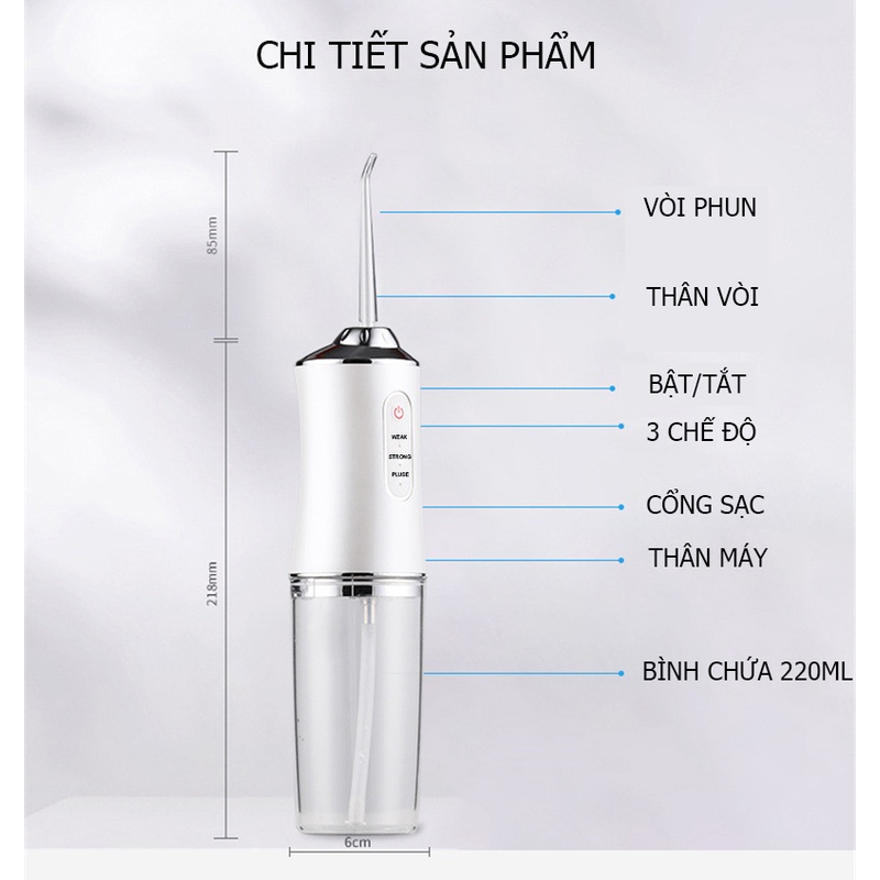 Máy tăm nước cầm tay  Tăm nước ORAL IRRIGATOR, máy đánh răng tự động vệ sinh răng bác sĩ nha khoa khuyên dùng