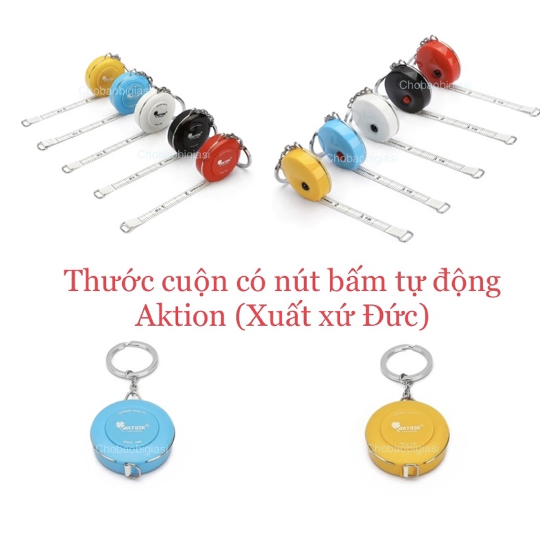 1 cái thước cuộn Aktion xuất xứ Đức có móc khoá, có nút bấm thu dây dài 150cm 60in (Sp y hình)