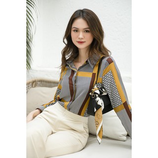 Áo Sơ Mi Lụa Sọc Brown Yellow
