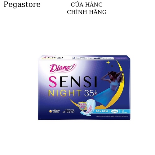 Băng vệ sinh DIANA Sensi Cool Fresh Night - BVS chống tràn ban đêm dài 35 cm 3 Miếng 1 gói