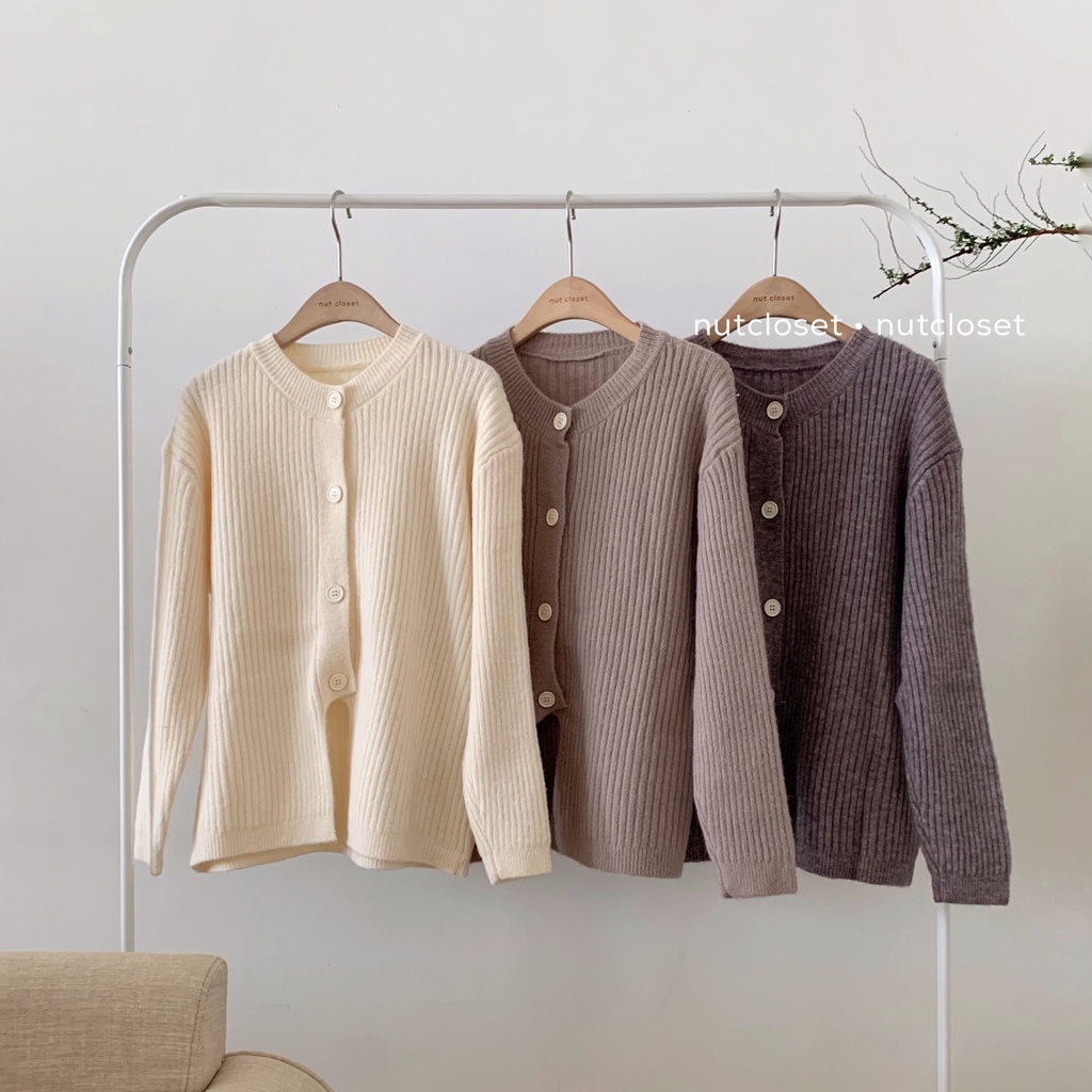 Áo len vân dọc cài cúc lệch _ A0295