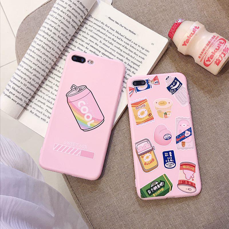 Ốp điện thoại màu hồng in họa tiết hoạt hình cho iPhone 6/6s/6s+/7/7+/8/8+/X/Xs Max/XR