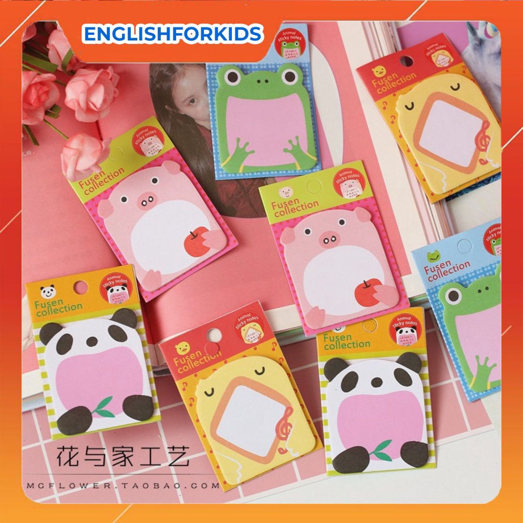 Giấy note, giấy nhớ động vật ngộ nghĩnh 20 tờ, 8.5x4cm - English For Kid