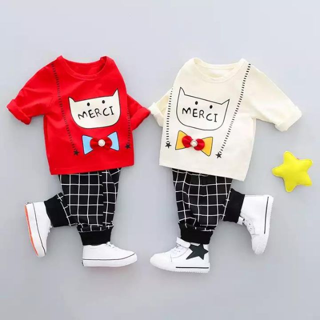 Sét bộ mèo nơ cho bé trai