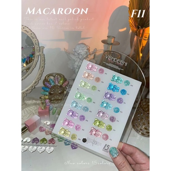 sơn gel flash vendeeni 15 màu tặng kèm bảng màu mã F11