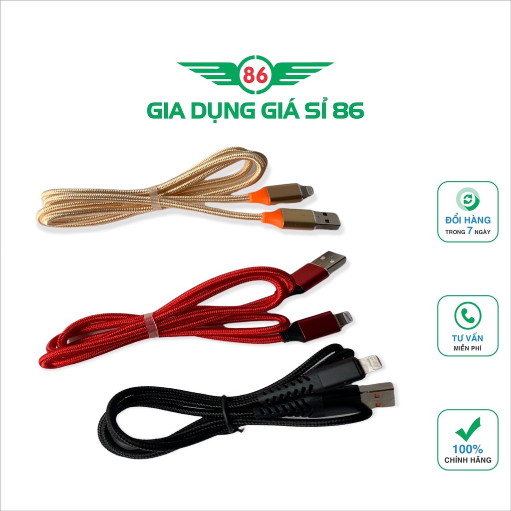 CÁP SẠC DÙ 2M/3M IPHONE- SAMSUNG CAO CẤP (BẢO HÀNH 12 THÁNG)