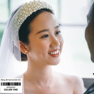 Băng đô cài tóc hạt trai bản lớn