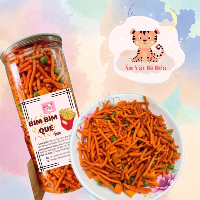 Bim Bim que 250g - Bim bim mix đậu hà lan (giòn ngon, đậm vị), món ăn vặt siêu ngon nhà Bi Béo, ăn vặt Giá rẻ