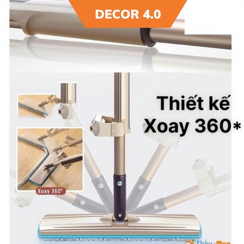 Cây lau nhà tự vắt, Cây lau nhà thông mình tiện lợi tự vắt có kèm 2 miếng lau thay thế