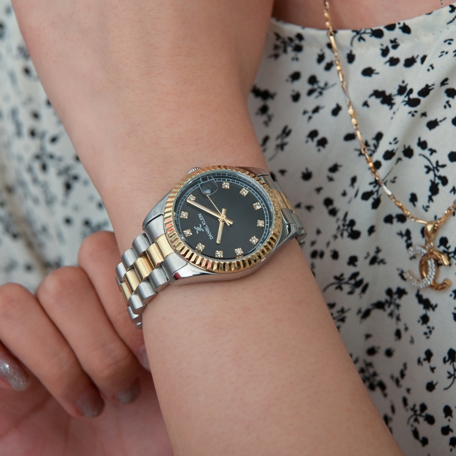 Đồng hồ nữ dây thép không gỉ cao cấp Daniel Klein DK.1.12779 chống nước, mặt số khảm trai đính đá, có lịch ngày | BigBuy360 - bigbuy360.vn