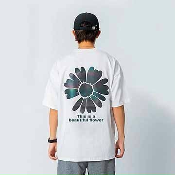 Áo thun phản quang tay lỡ nam nữ vải cotton - Hướng dương