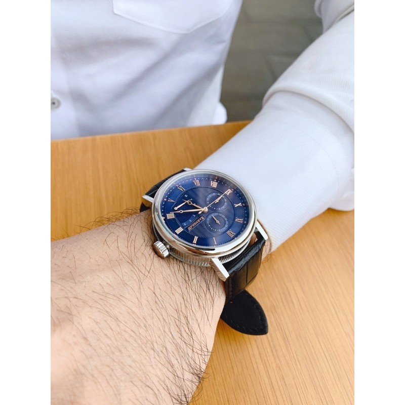 Đồng hồ nam  Thomas Earnshaw Men's ES Beaufort Blue Dial Leather Watch dây da đen chính hãng