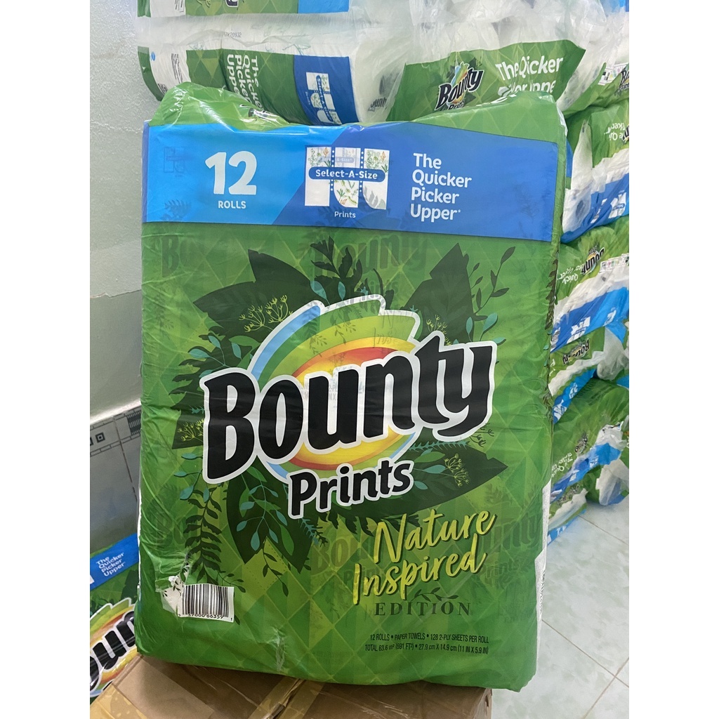 Bịch 12 cuộn giấy nhà bếp BOUNTY PRINT NATURE INSPIRED - EDS Hàng Mỹ