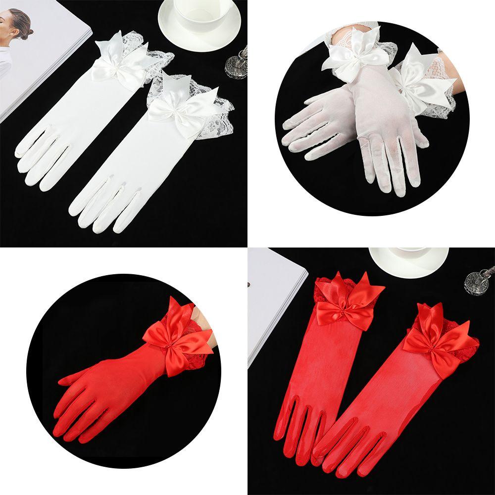 Găng Tay Lái Xe Chống Nắng Màu Trắng Phối Ren 1 Món
