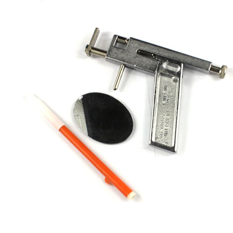 Súng bắn lỗ tai - Máy bấm lỗ tai kim loại kèm bút gương và 144 khuyên tai - phù hợp cho spa tiệm nail hoặc tại nhà