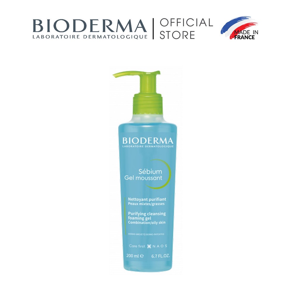 Gel rửa mặt tạo bọt, không chứa xà phòng Bioderma Sebium Gel Moussant - 200ml