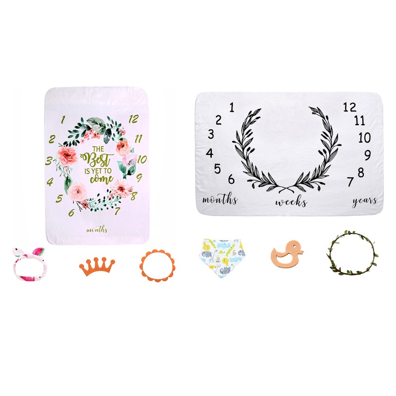 1 Set Chăn Đánh Dấu Cột Mốc Phát Triển Theo Tháng Làm Phụ Kiện Chụp Ảnh Cho Bé Sơ