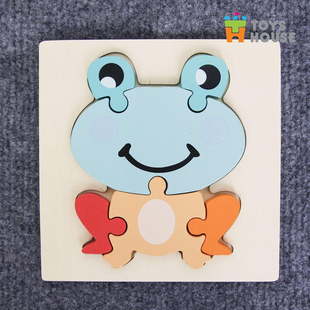 Tranh gỗ ghép hình 3D cho bé Toys House hình chú ếch