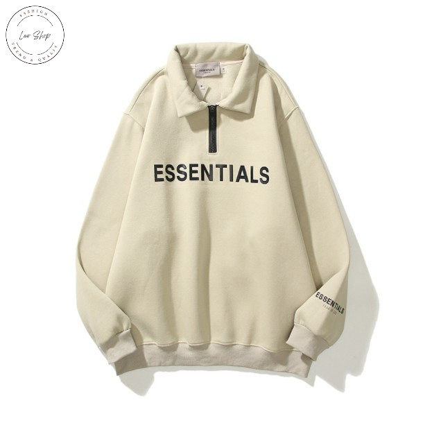 Áo ESSENTIALS cổ khoá in chữ nổi trước ngực
