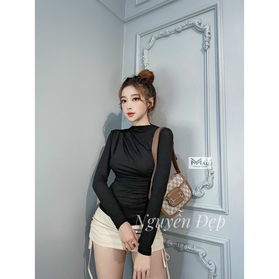 Áo len giấy nhún, co giãn ,ôm body,tôn dáng,dễ phối đồ,hothit cho mùa Thu,Đông,Áo len nữ, tay dài