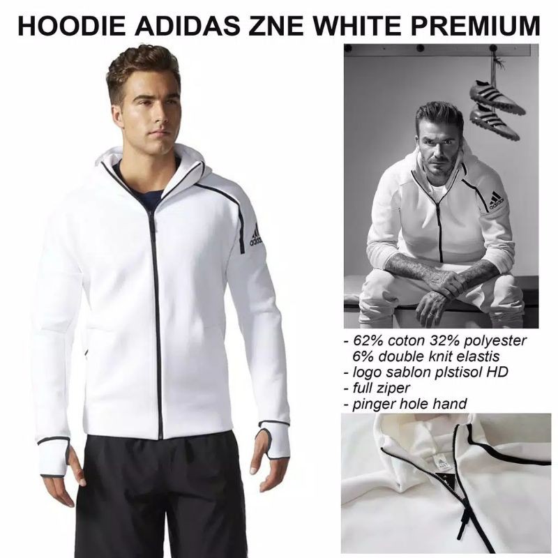 Áo Khoác Hoodie Adidas Màu Trắng Thời Trang Cho Nam