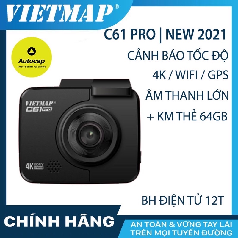 Camera hành trình VIETMAP C61 Pro (bản 2021) cho xe ô tô kèm thẻ nhớ 32G