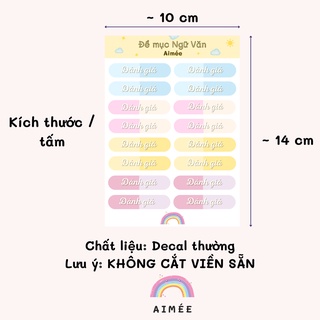 Combo 5 Sticker Tấm Đề Mục Văn Học ( Không cắt sẵn) | AIMÉE