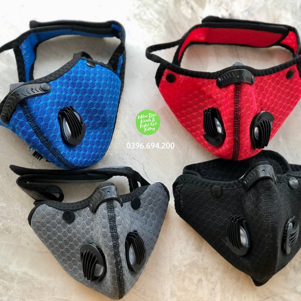 [Sales 70%] Khẩu trang vải kháng khuẩn có kính trong suốt chống giọt bắn, van thở lọc không khí