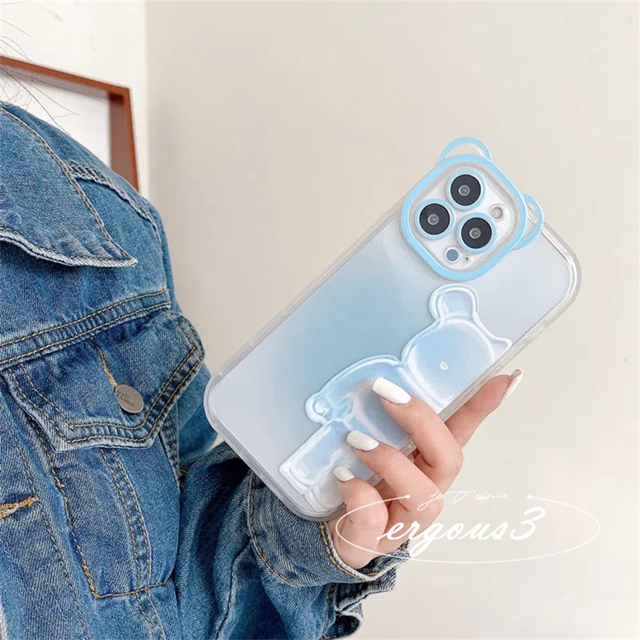 Ốp Điện Thoại Mềm Màu Kẹo Hình Gấu Cho iPhone 14 13 12 11 Pro Max SE2020 X XR Xs Max 7 8 6 6s Plus