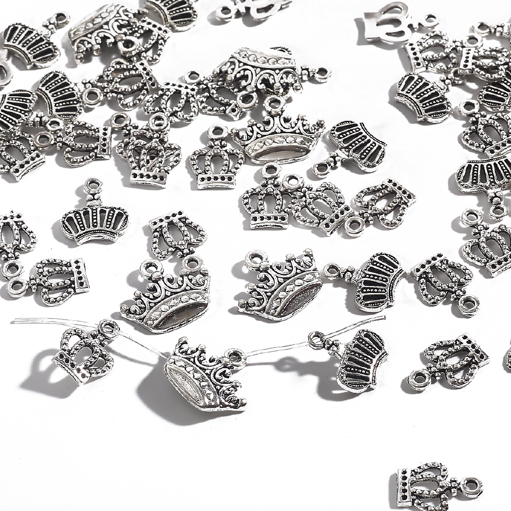 Mặt charm trang sức mạ bạc hình vương miện nhiều size