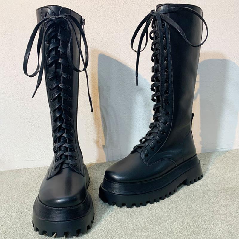 GIÀY BOOT ĐAN DÂY CÓ KHÁO ĐẾ 5CM