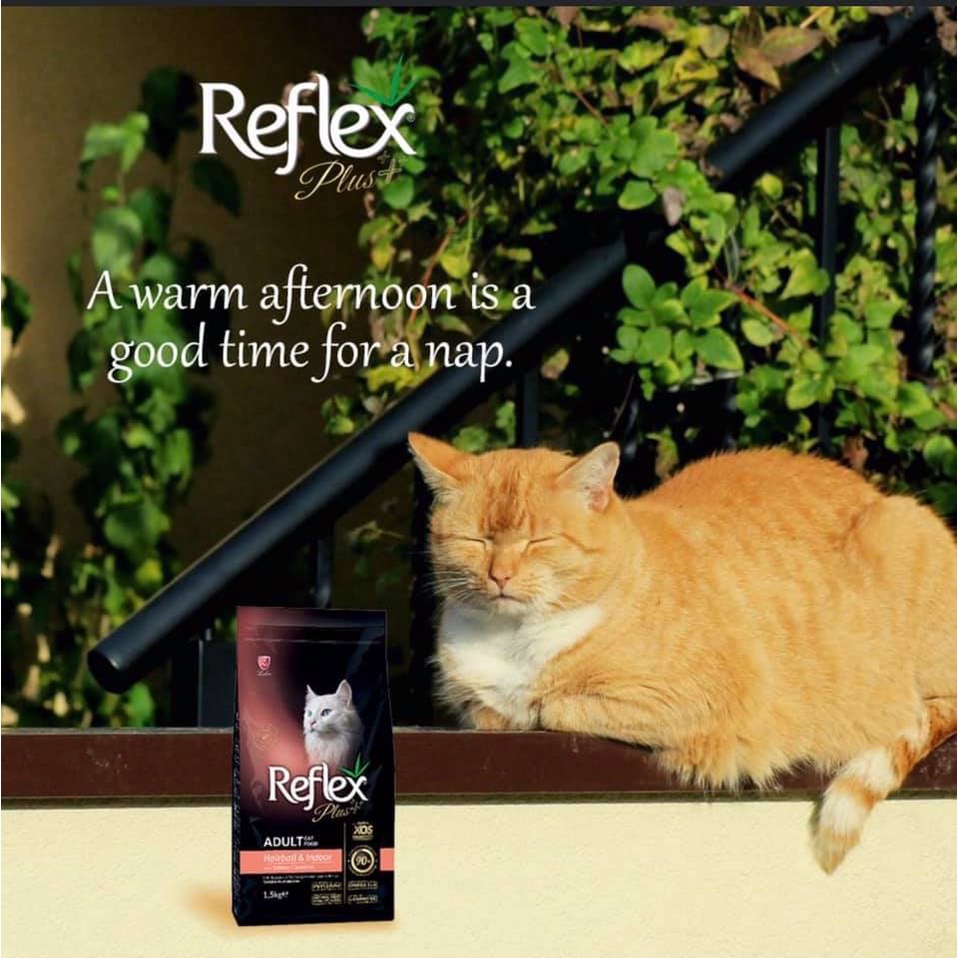 [1.5kg] Reflex Plus Adult Cat Food Hairball - Hạt khô mèo trưởng thành kiểm soát búi lông