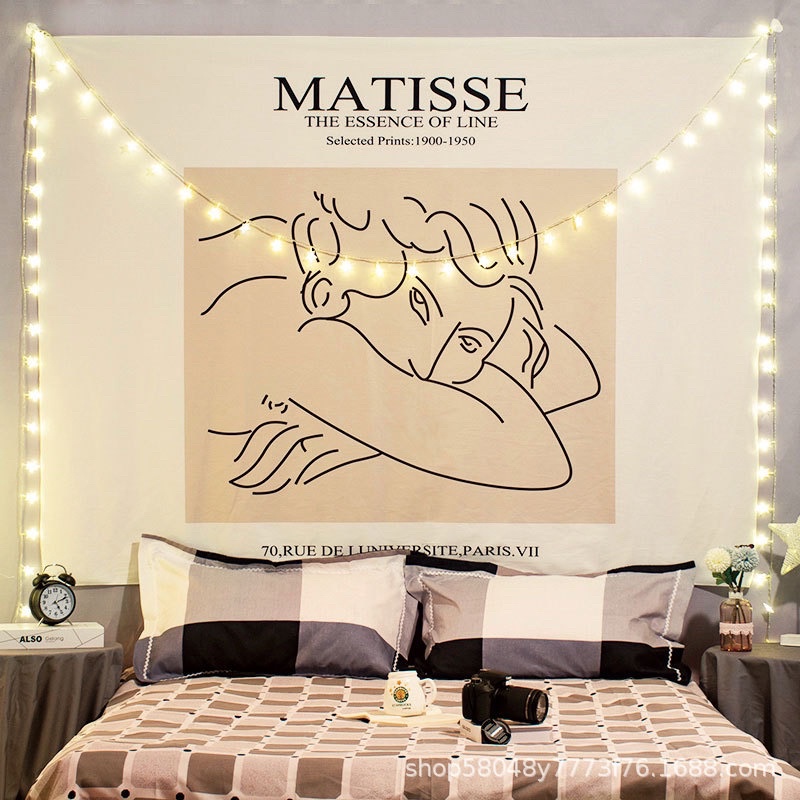 Tranh vải treo tường Matisse, thảm decor phong cách retro (120x150cm, tặng móc treo)