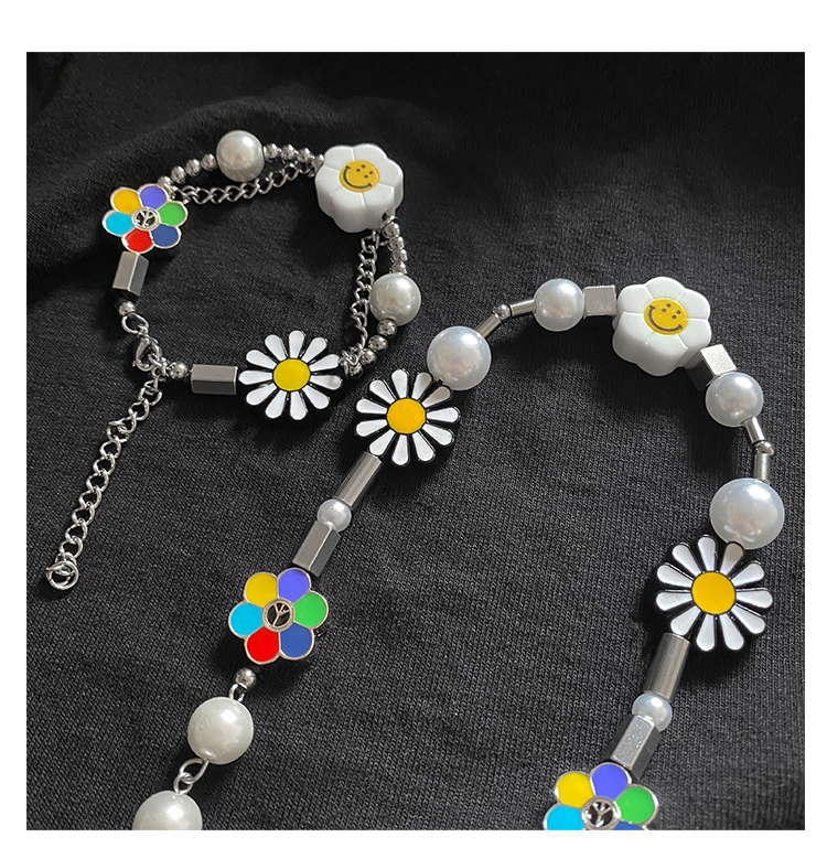 Dây Chuyền 23402 Mặt Hình Hoa Hướng Dương / Mặt Cười / Ngọc Trai Thời Trang Cho Nam Và Nữ