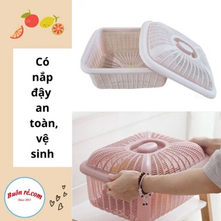Rổ nhựa có nắp đậy, hàng Việt Nhật rổ vuông nắp 199