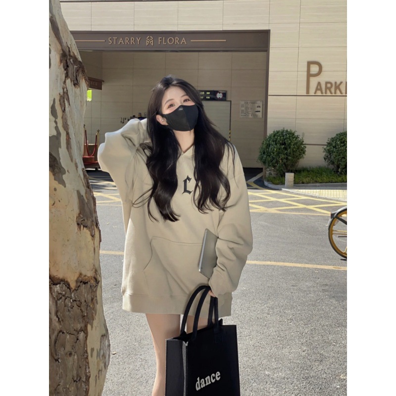 Áo hoodie, Áo nỉ dạ pha thêu chữ C dày dặn dáng dấu quần form rộng unisex Mylady_vn