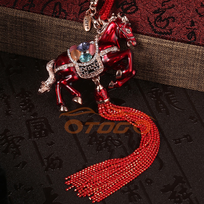 Dây Treo Gương Ngựa Đính Đá , Dây Treo Ngựa Đỏ , Khánh Ngựa Phong Thủy
