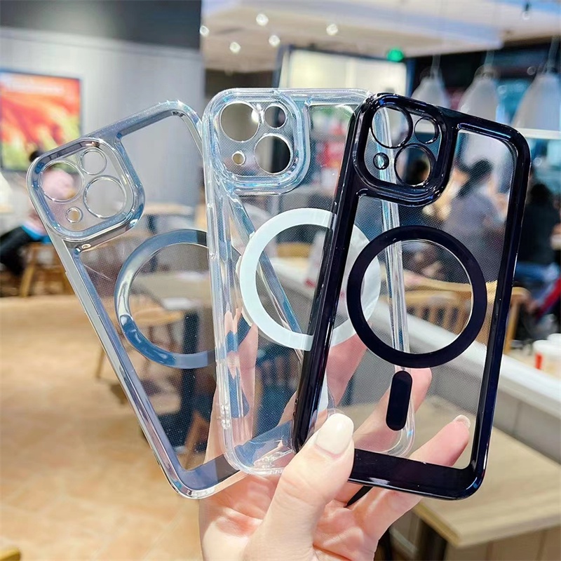 (Ring Magsafe) Ốp Điện Thoại Trong Suốt Mạ Từ Tính Sang Trọng Cho iPhone 11 Case 12 13 Pro max 12Pro 13Pro