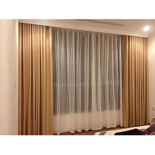 Rèm cửa màu nâu 2 tấm rộng 4mx cao 3m