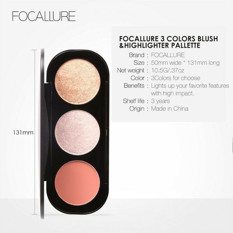 Phấn Má Hồng + Bắt Sáng Focallure Triple Colors Effect Blush & Highlighter Palette FA-26 | BigBuy360 - bigbuy360.vn