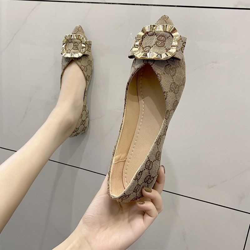 Giày Búp Bê Mũi Nhọn Đế Bằng Chống Trượt Phong Cách Mới Cho Nữ