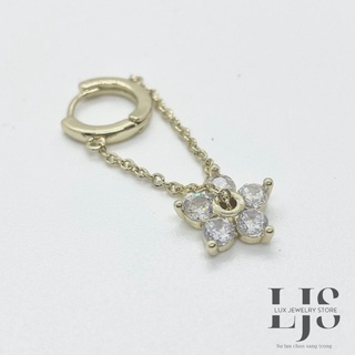 Khuyên tai hợp kim bạc titan Lux Jewelry, bông tai 5 cánh hoa đính đá - LUXJ921