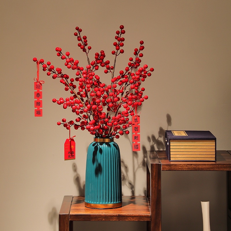 1 Cành đào đông giả 80cm 12 nhánh trang trí nhà cửa