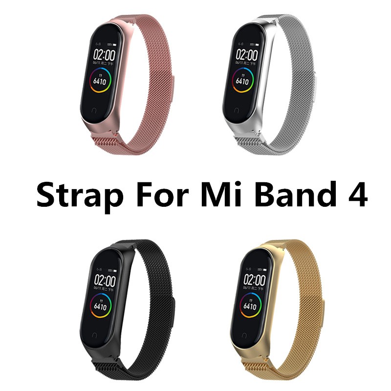 Vòng đeo tay bằng thép milanese thông minh thay thế cho Xiaomi Mi Band 4