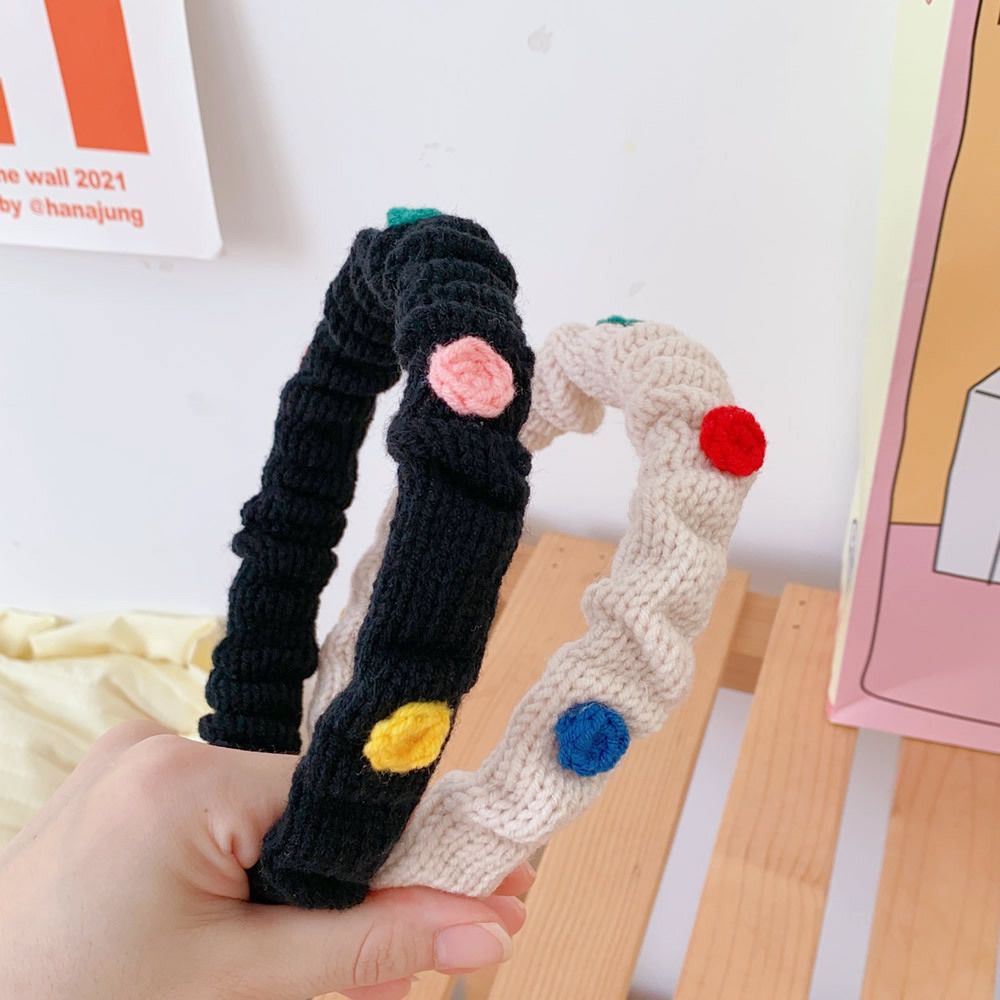 Băng đô vải len dệt kim màu kẹo đơn giản phong cách Hàn Quốc dễ thương cho nữ