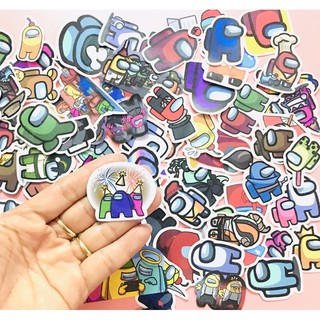 set 60 sticker among us ép lụa có đề can bóc dán / hình dán Among us