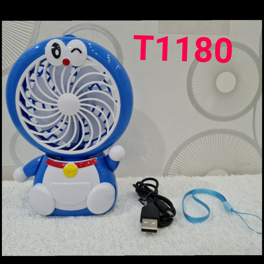 Quạt Cầm Tay Quạt Mini tích điện Quạt sạc cầm tay gấp gọn pin siêu khủng hình Doremon_T1180